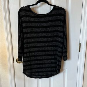 41 Hawthorn Black and Gray Striped Blouse